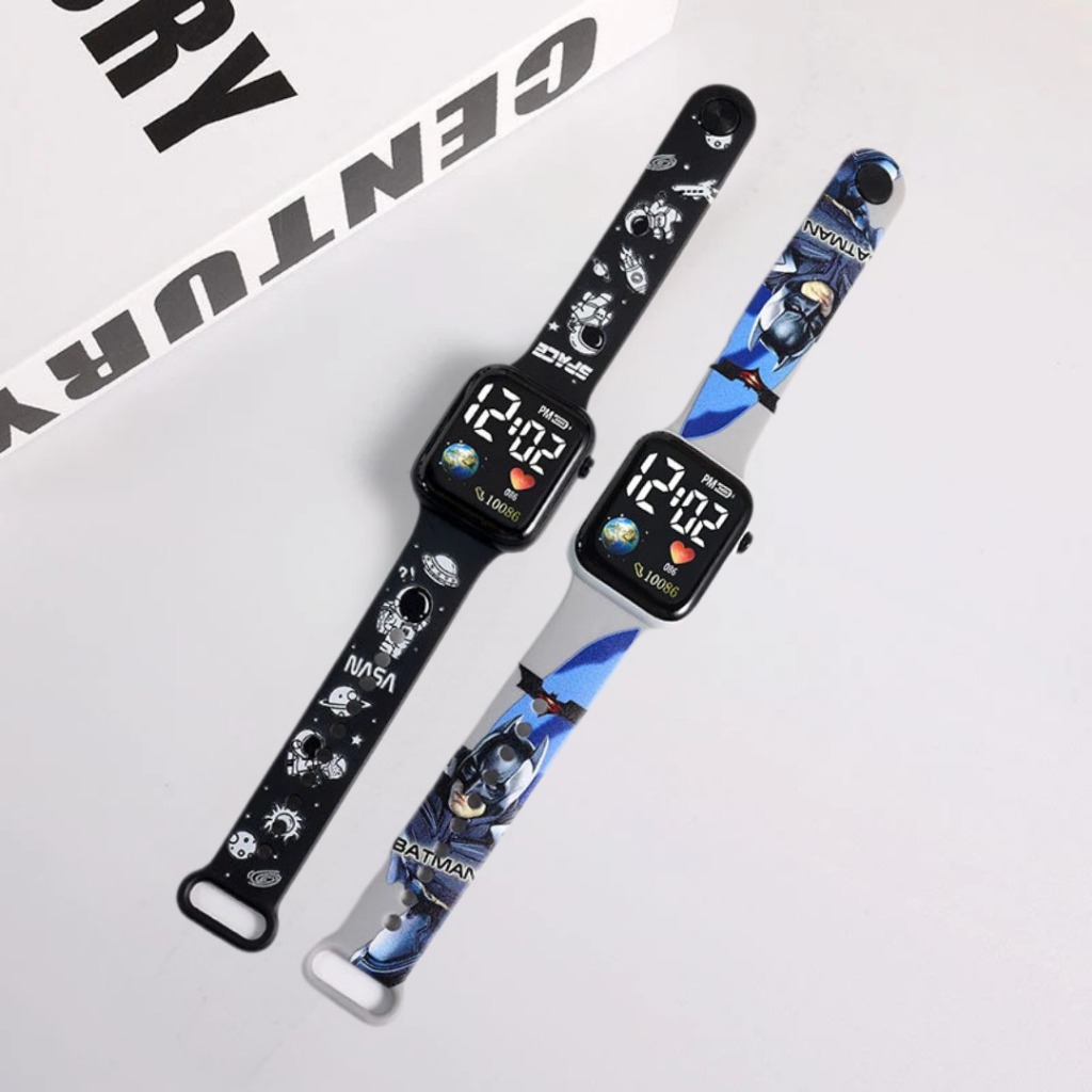 FREE BOX jam tangan anak laki laki 2 tahun 3 - 5 tahun led karakter batman astronot