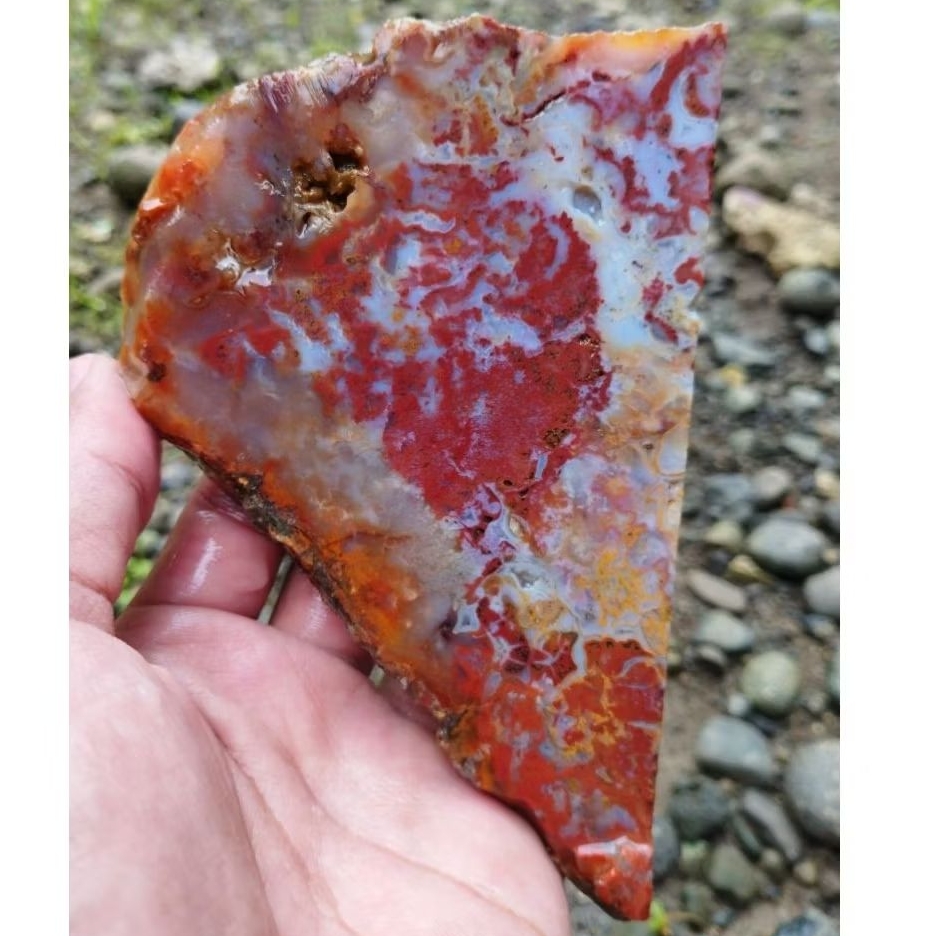 suiseki batu alam bahan batu akik lempengan panca warna kembang kristal natural istimewa sesuai gamb