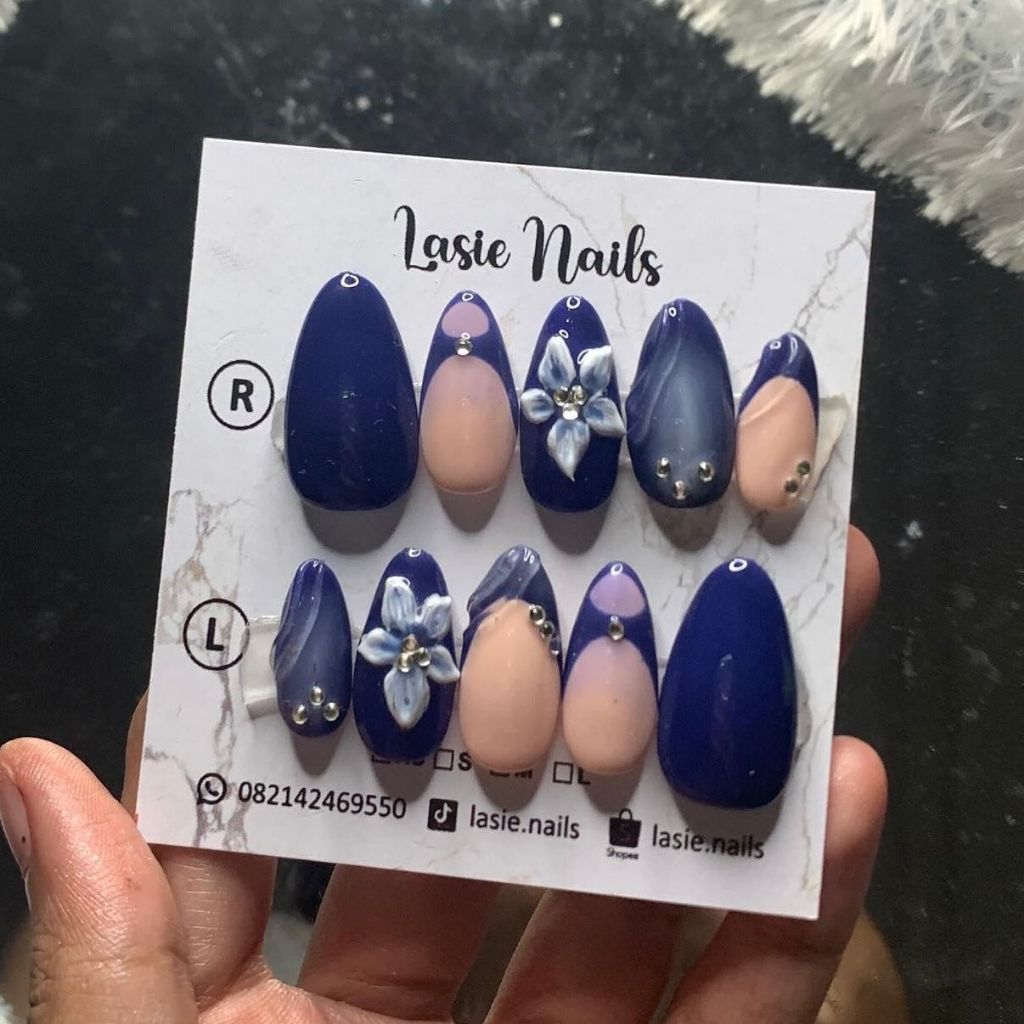 PRESS ON NAILS Fake nails (WAJIB TULIS UKURAN DI NOTE)  (Free lem gel) Brown Series bunga leopard, C