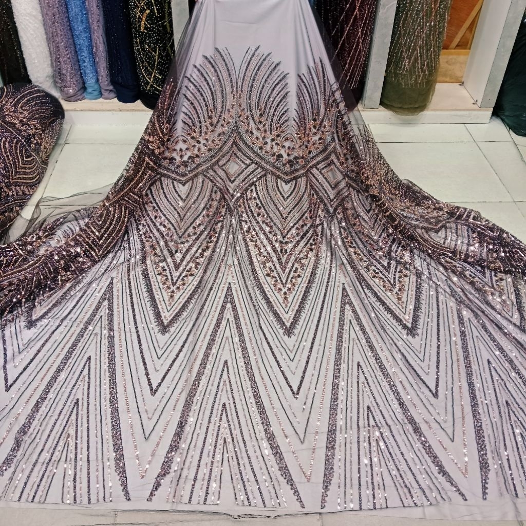 bahan kain tile Korea Swarovski original terbaru/tile full Payet Swarovski antik