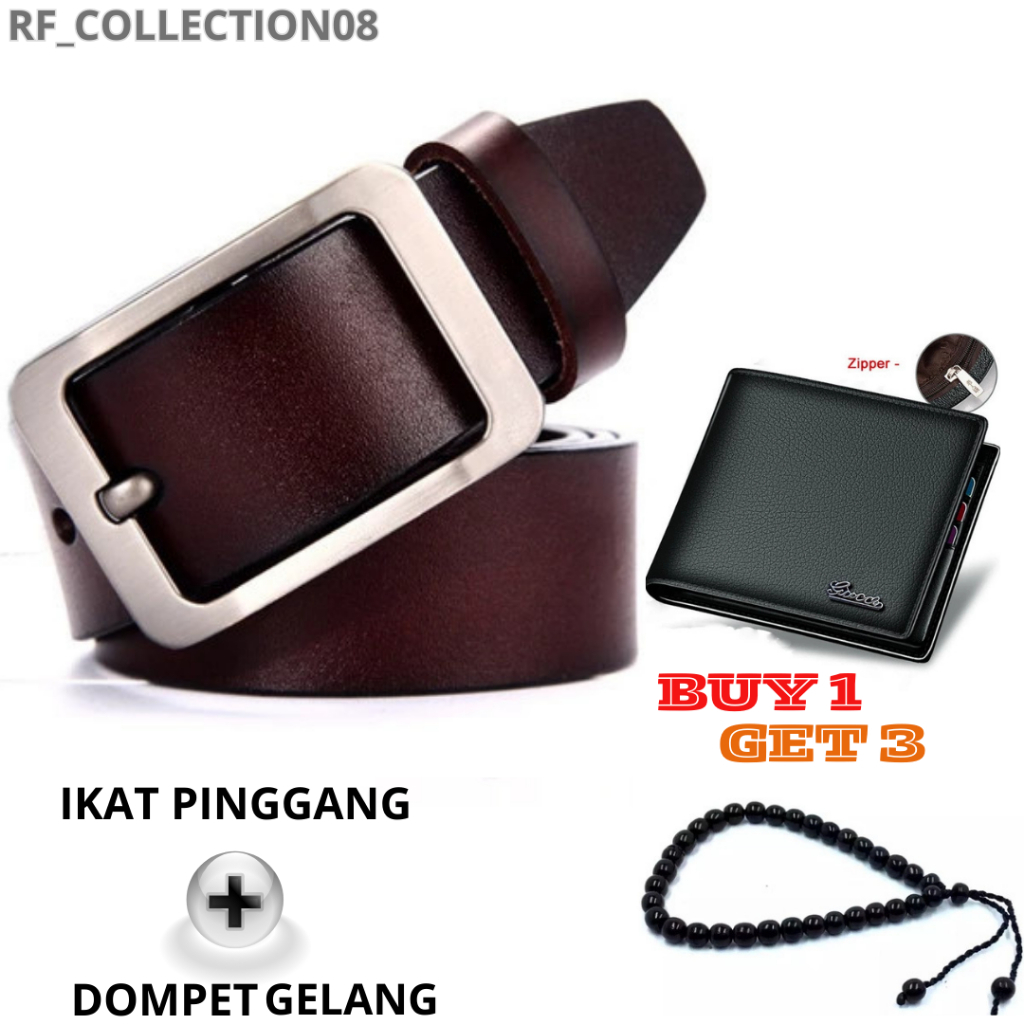 Gesper Kulit Pria Original Keren + Dompet Gelang