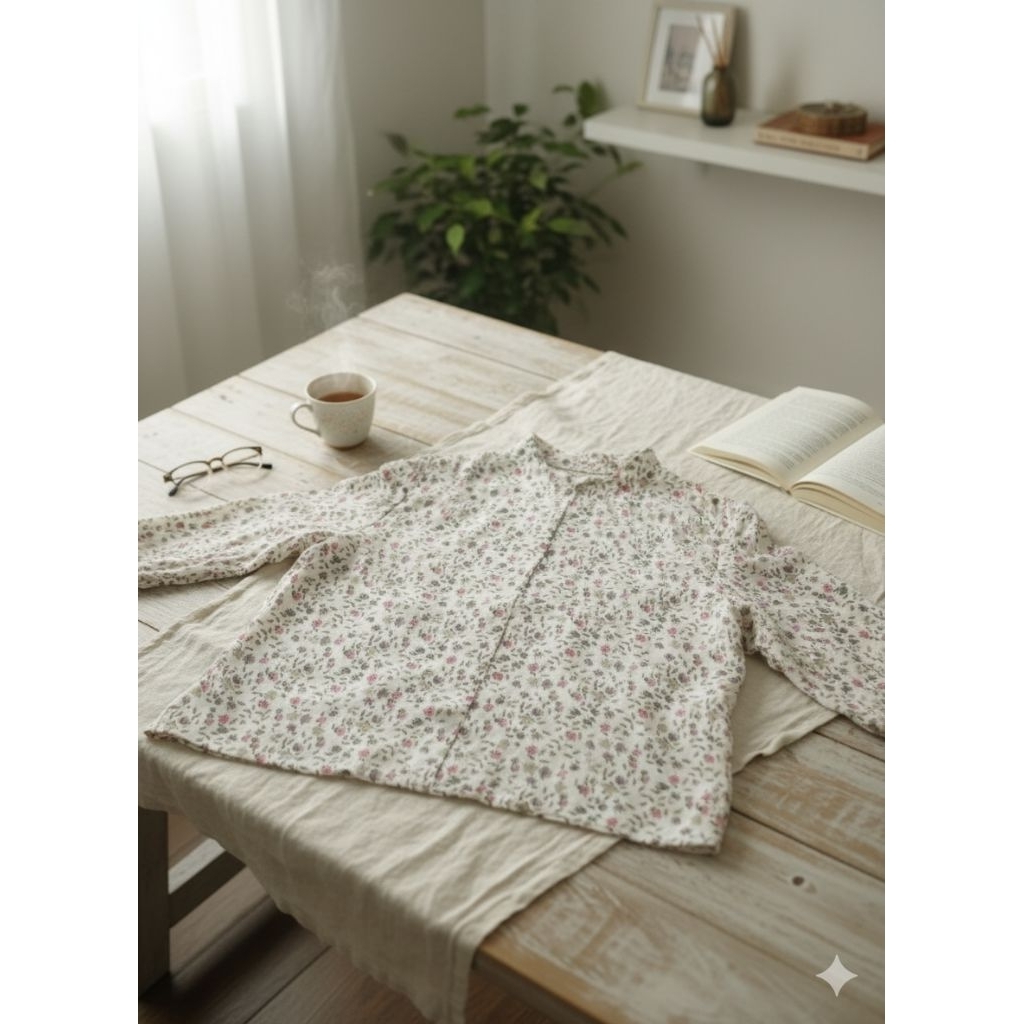 Blouse putih motif bunga