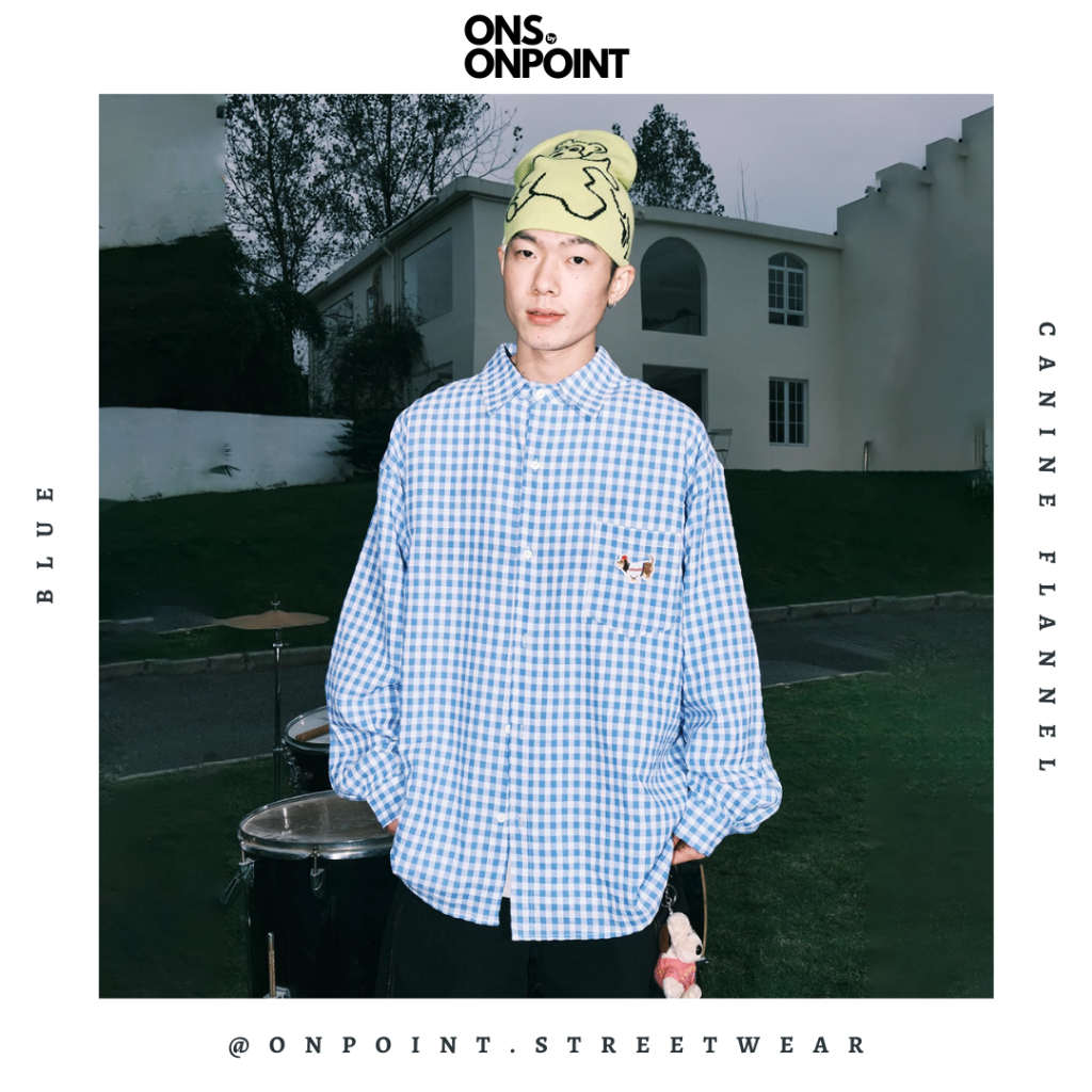 [ONS BY ONPOINT] Canine Flannel Shirt - kemeja denim pria kemeja jeans wanita oversize gaya korea sa