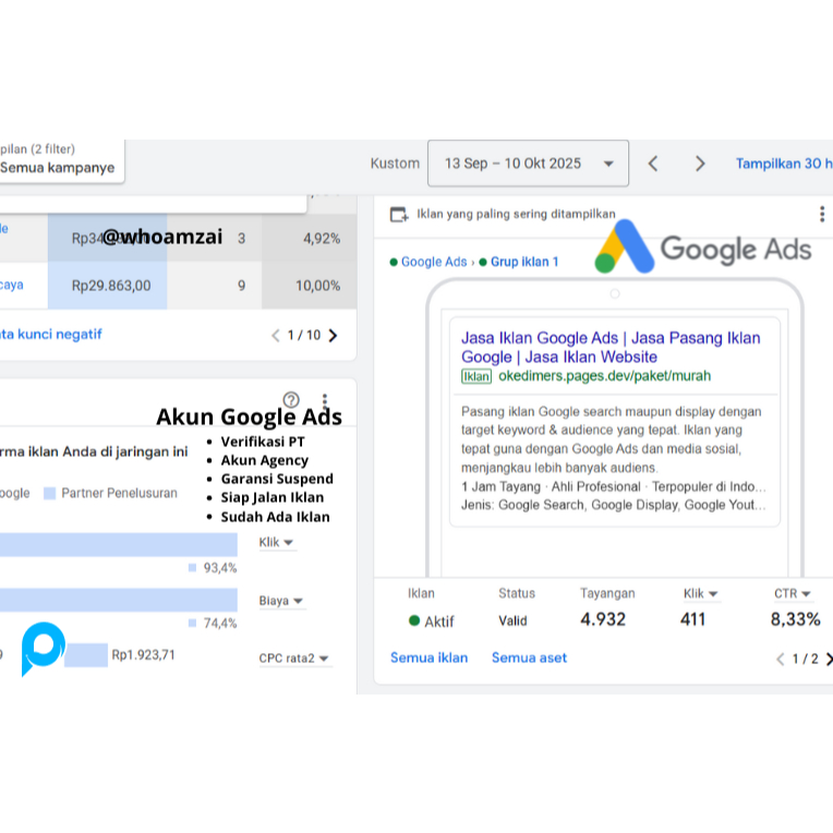 Akun Google Ads Siap Pakai Sudah Ada Iklan Tinggal Isi Saldo