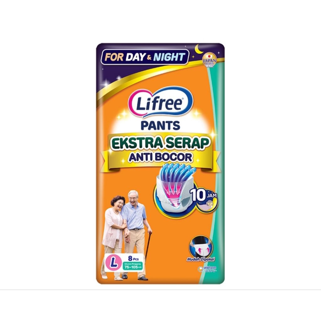 Lifree Popok Dewasa Celana Tipis & Nyaman M10-L8-XL6