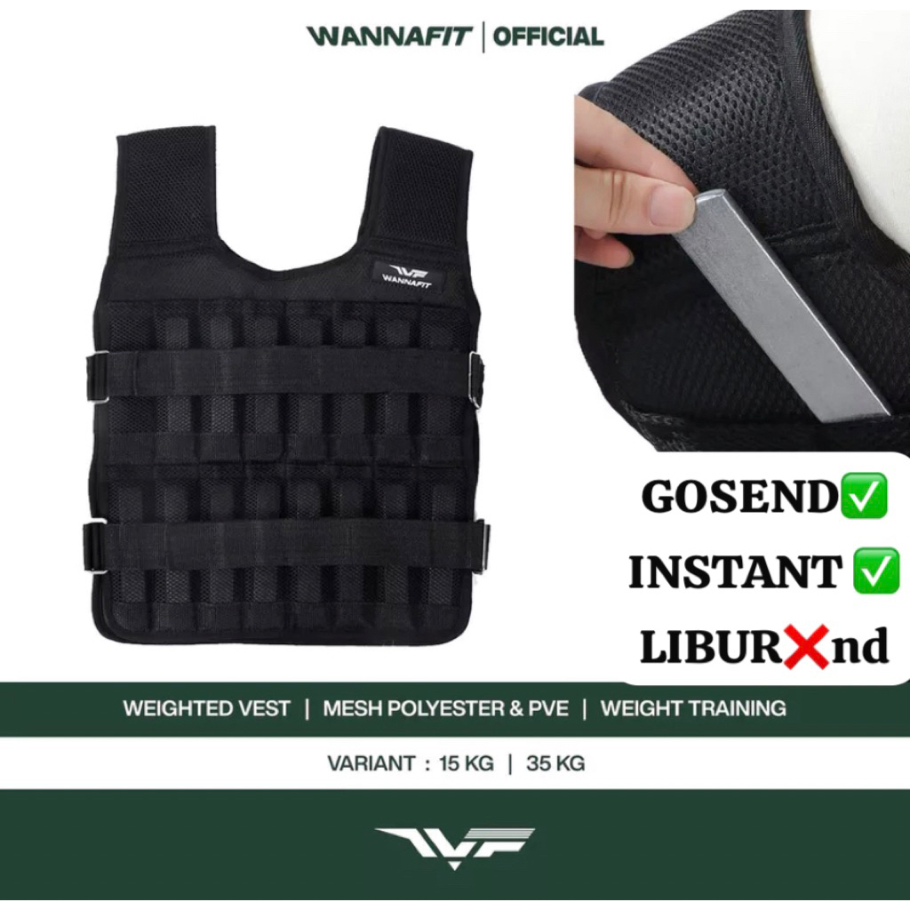 WANNAFIT WEIGHTING VEST 15/35kg || Rompi pemberat wannafit alat latihan beban weight vest pemberat p
