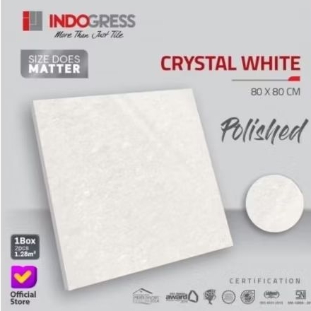 granit lantai/dinding 80x80 crystal white glazed polish by indogres