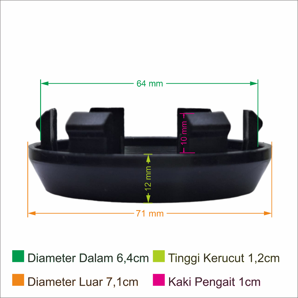 Dop Roda Tutup velg Tutup dop Center Cap racing KERUCUT XL 7CM
