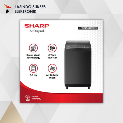 MESIN CUCI SHARP 1 TABUNG 8.5KG ES-M8500XT-SA / ESM 8500 XTSA / 8500XT