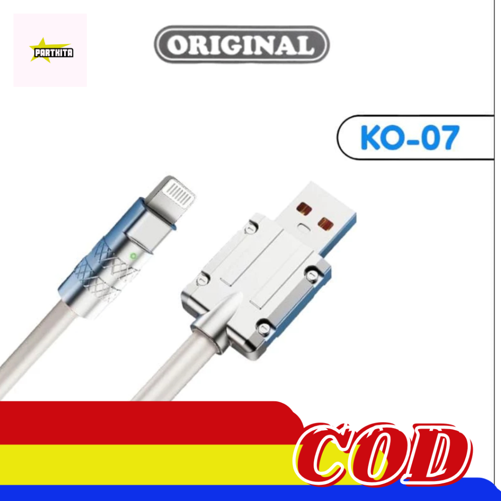 Kabel Usb Lightning [COD] Kabel cas Iphone Bulat Tebal Awet LED Kabel Data Cas Hp