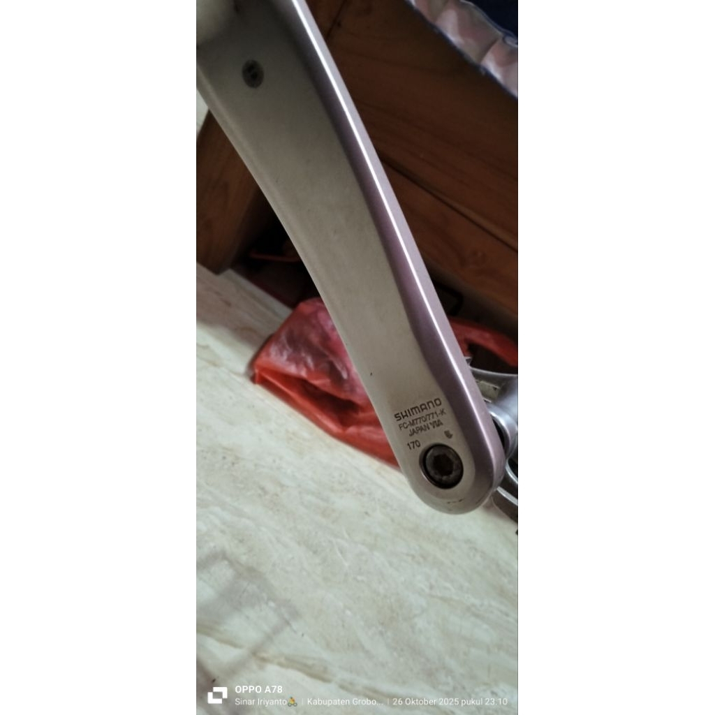 Crank Shimano Deore XT M770 Japan Triple bekas mulus