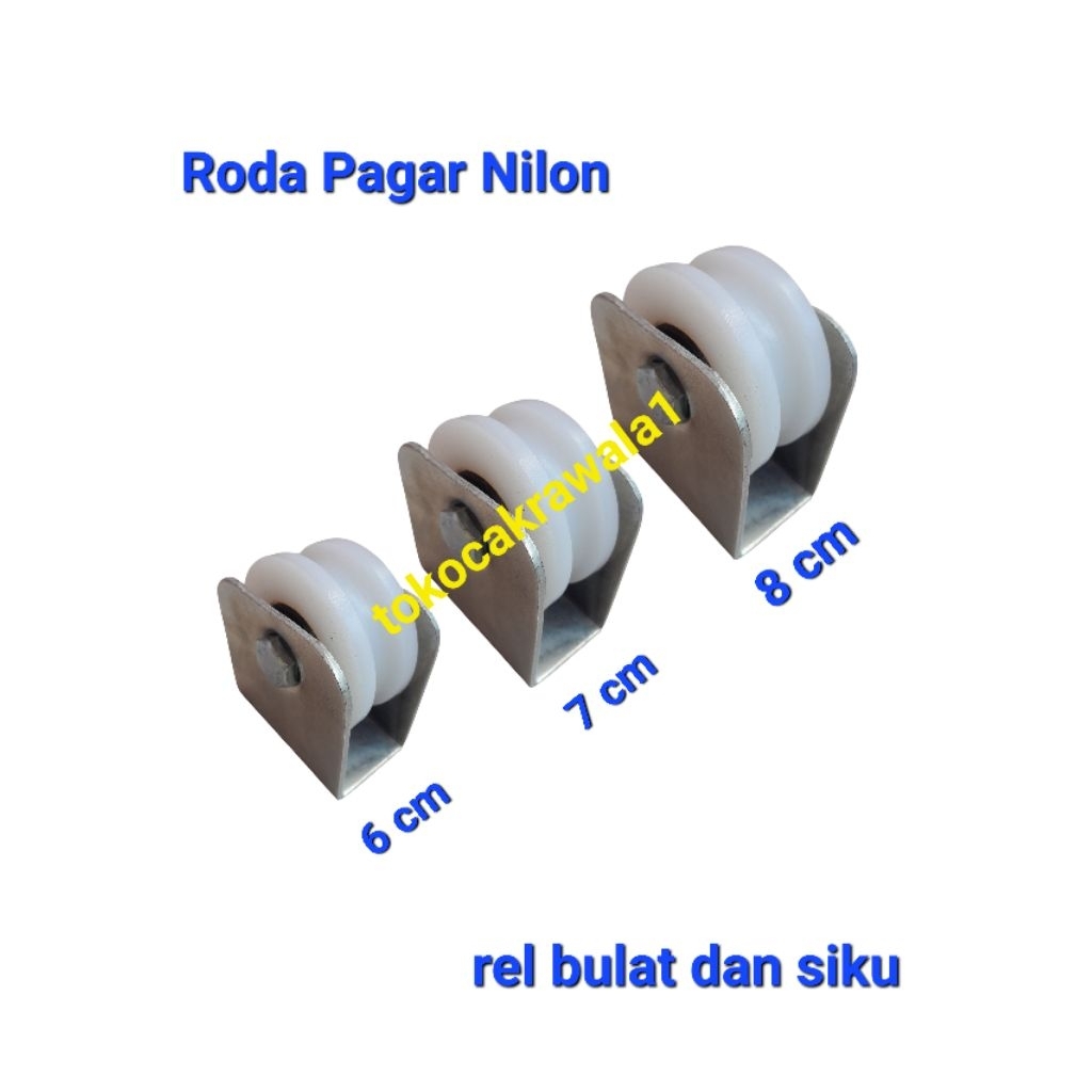 Roda pagar nilon rel bulat dan siku