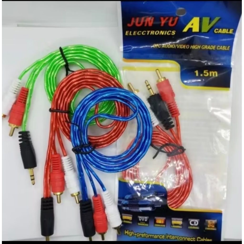 Kabel AV Jack Audio 2 In 1 1,5m Cop Salon Hp Ke Speaker/Salon