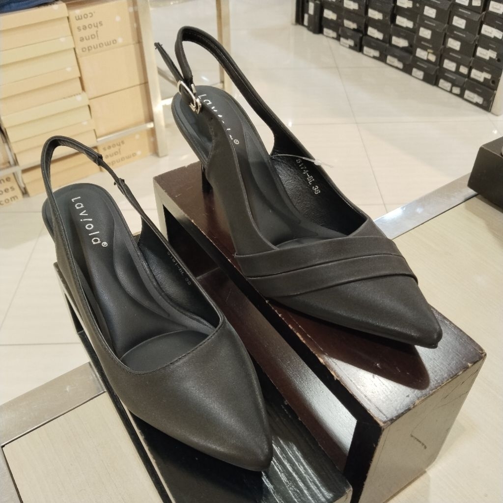 LAVIOLA‼️ sandal tali selop wanita hak 7cm polos