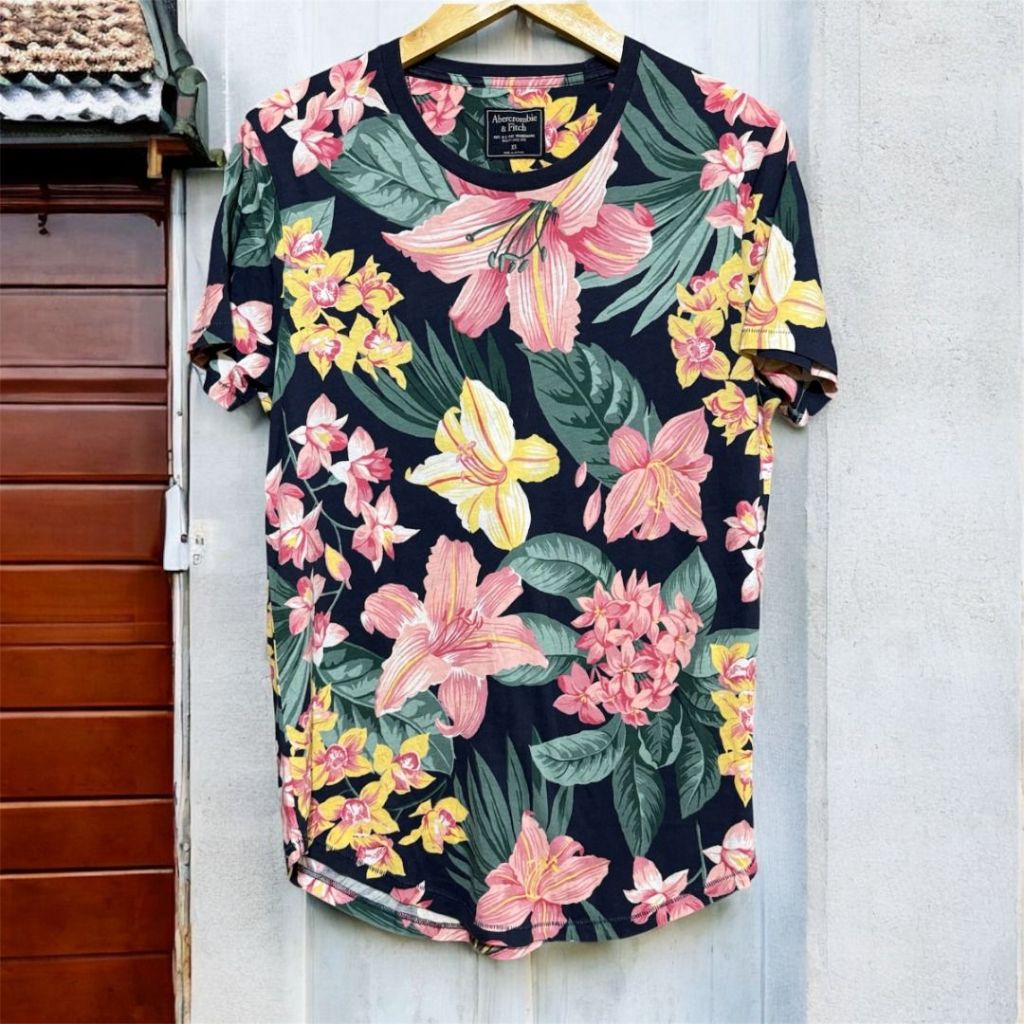 Abercrombie & Fitch T Shirt Honolulu Hawai’i Hibiscus Flowers Beach Surf | kaos cewek / wanita bunga