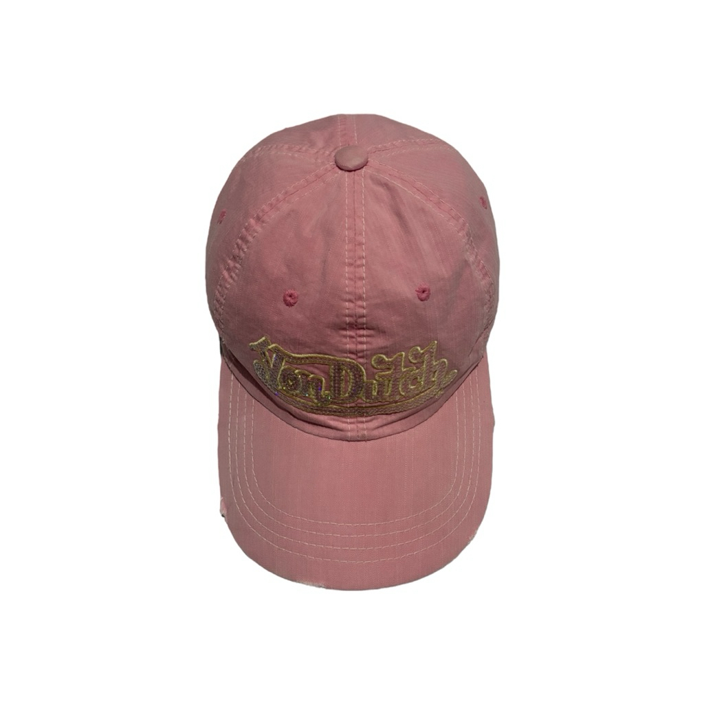 Von dutch distressed pink baseball cap