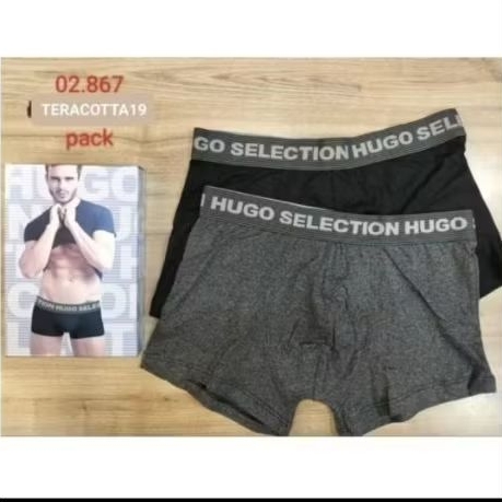 2 pcs BOXER HUGO SELECTION segi empat pria dewasa uk M-XXXL