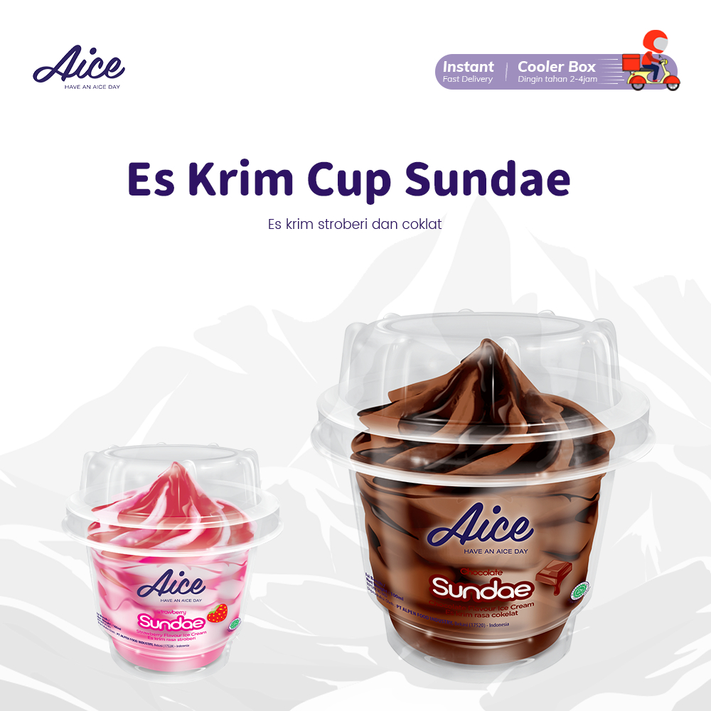 Aice Ice Cream Sundae 12pcs 20pcs | Aice Chocolate & Strawberry Sundae 12pcs 24pcs Each