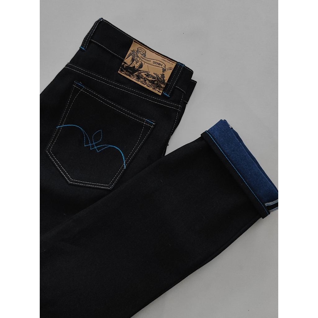 SELVEDGE deep blueline VILLAGE FLOWERS x indigo weft 15.oz PRO acent [ONE OCEAN DENIM]