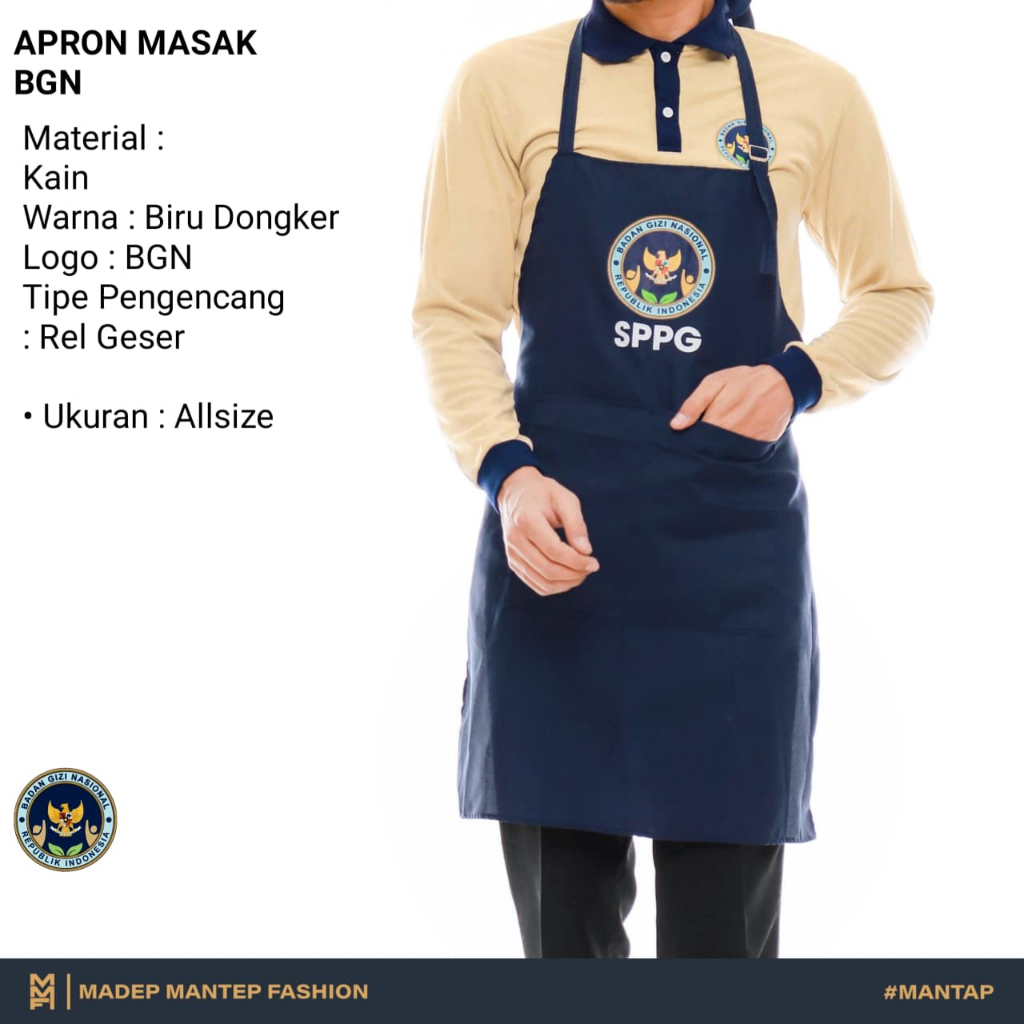 Sentra Living Peran Bgn Sppg Celmek Apron Bgn Sppg Penutup Kepala Bgn Sppg Mbg Mmf