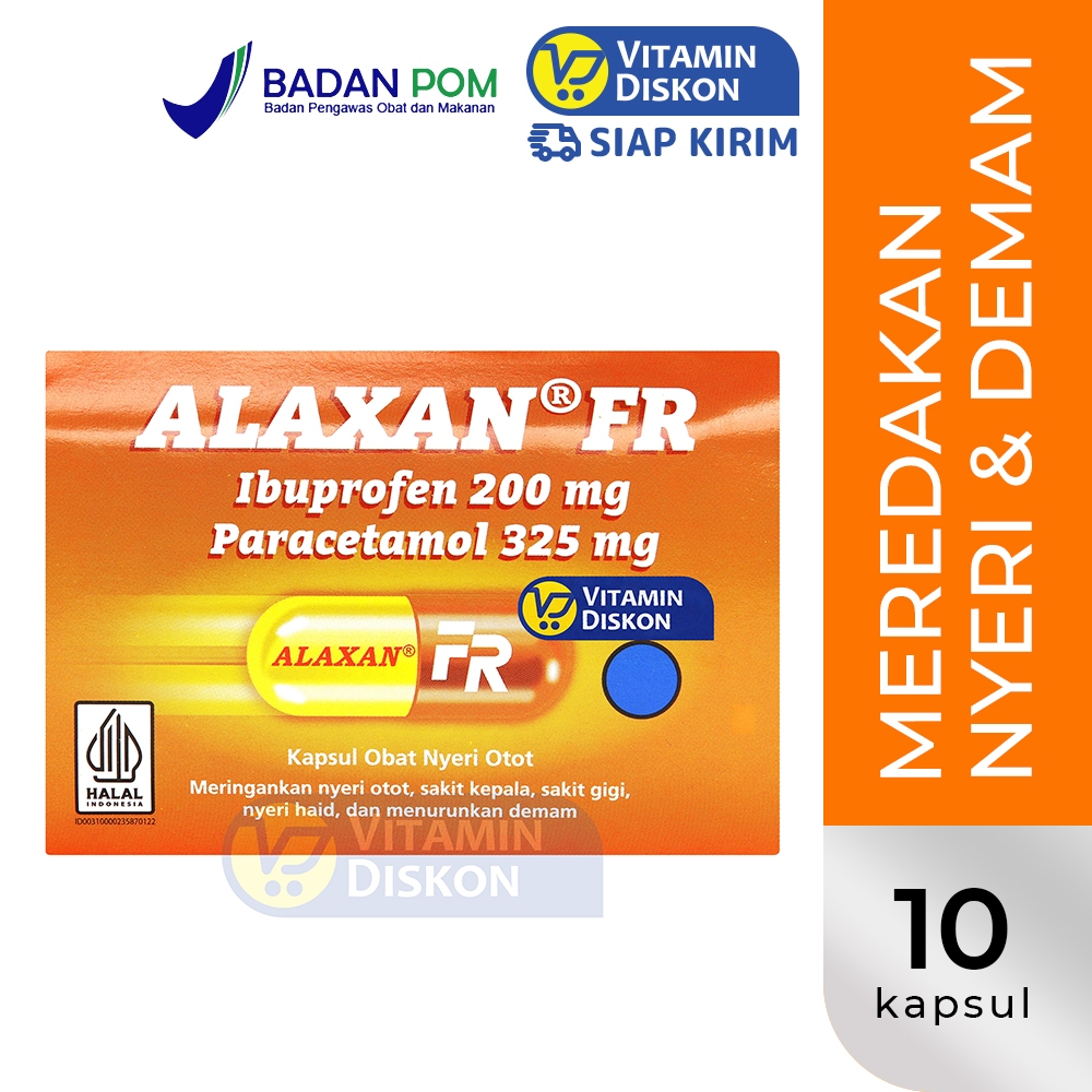 ALAXAN FR IBUPROFEN 200 MG PARACETAMOL 325 MG - 1 STRIP @10 KAPSUL | Obat Penurun Panas, Penurun Dem