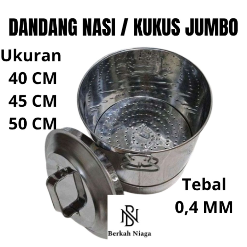 Dandang Kukusan / Panci Nasi Stainless Steel Ukuran 40 45 50 Bahan Tebal