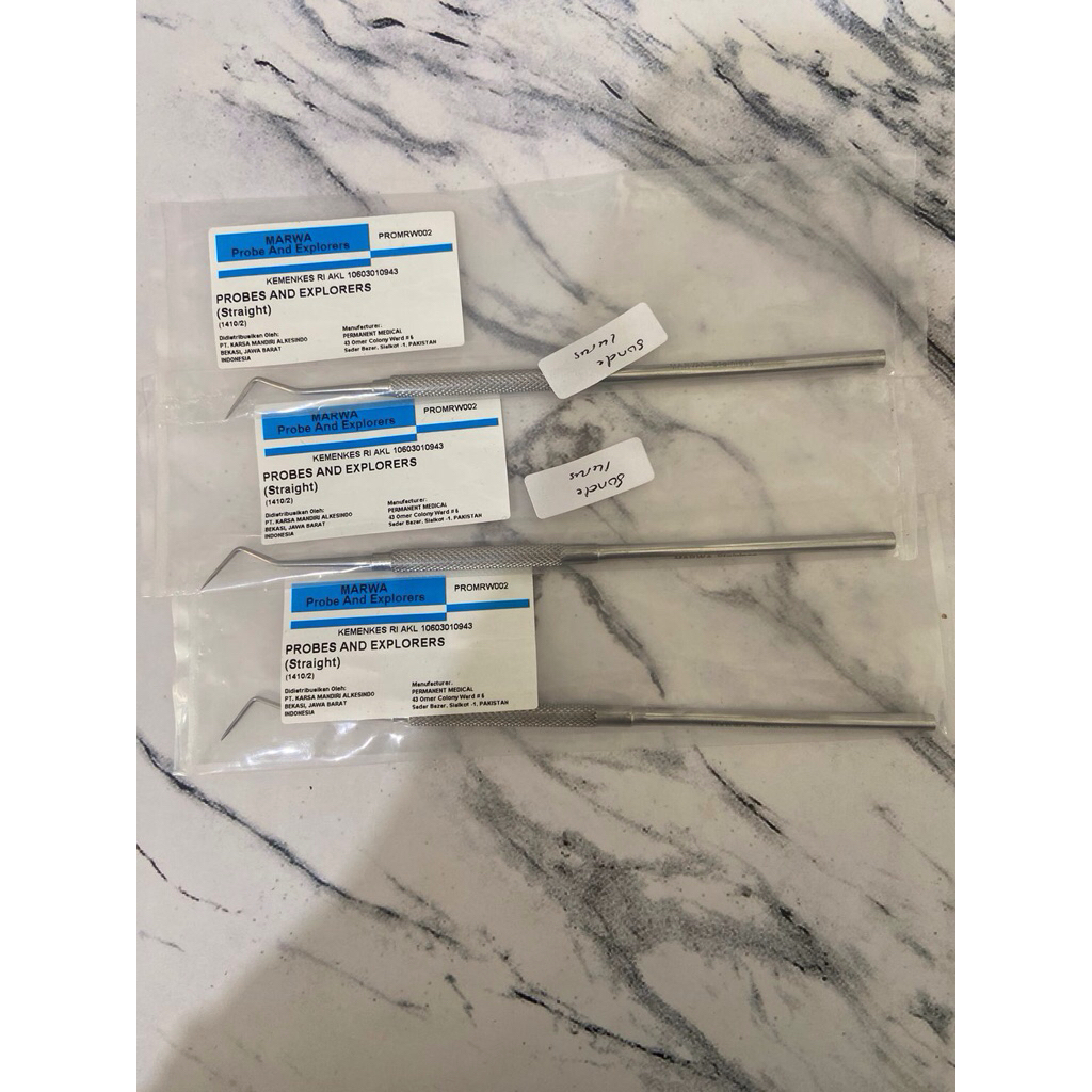 Sonde Lurus | dental explorer | instrumen diagnostik gigi | alat kedokteran gigi | pemeriksa karies 
