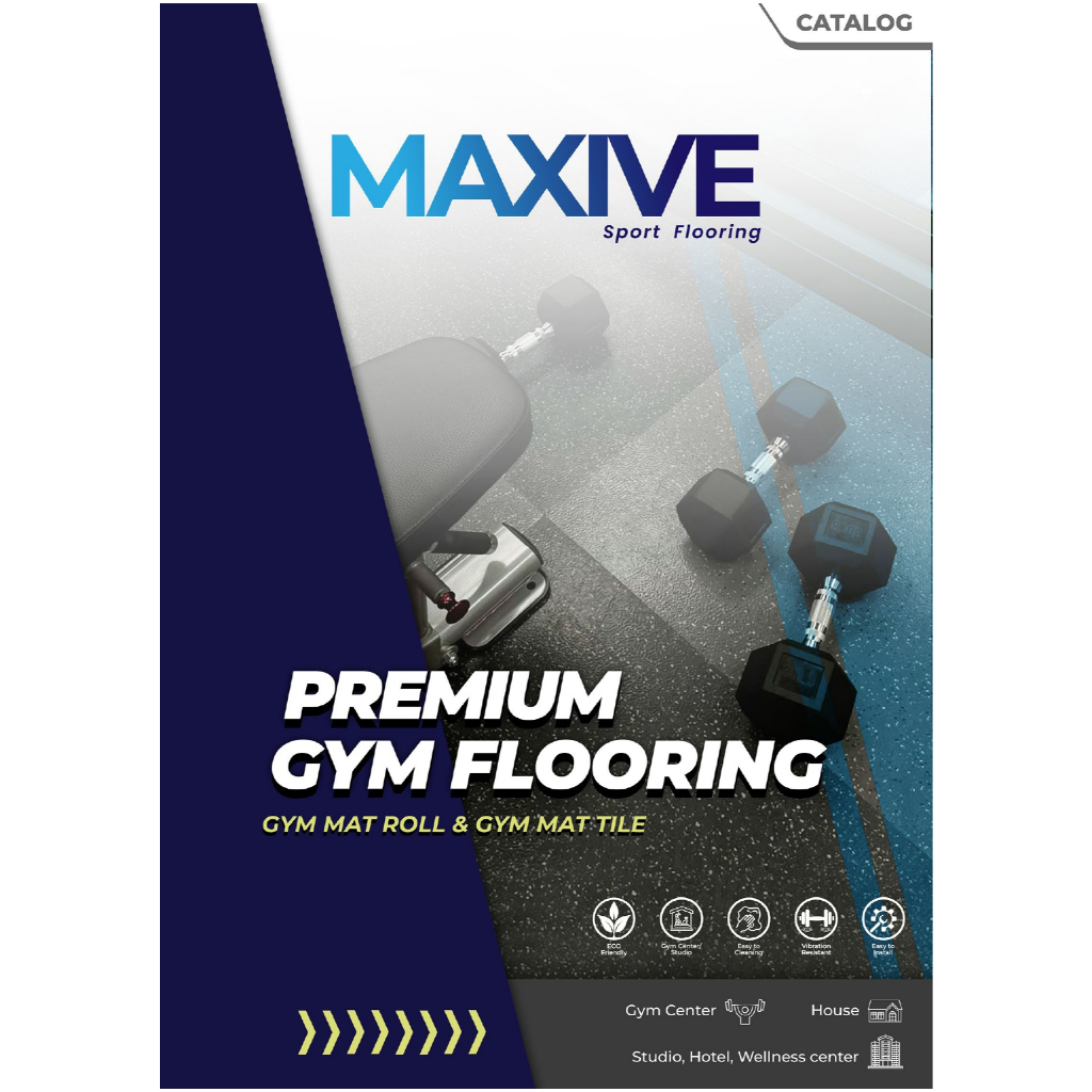 Rubber Gym Mat Tile Tebal 2cm Motif Hitam Bintik Biru / Karpet Tile Lantai Olahraga Gym & Fitness / 