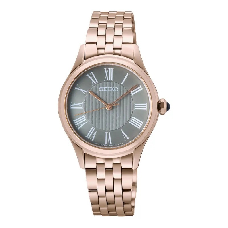 Jam Tangan SEIKO Wanita Original SK SUR614P1 Discover More Grey Dial Rose Gold Stainless Steel Strap