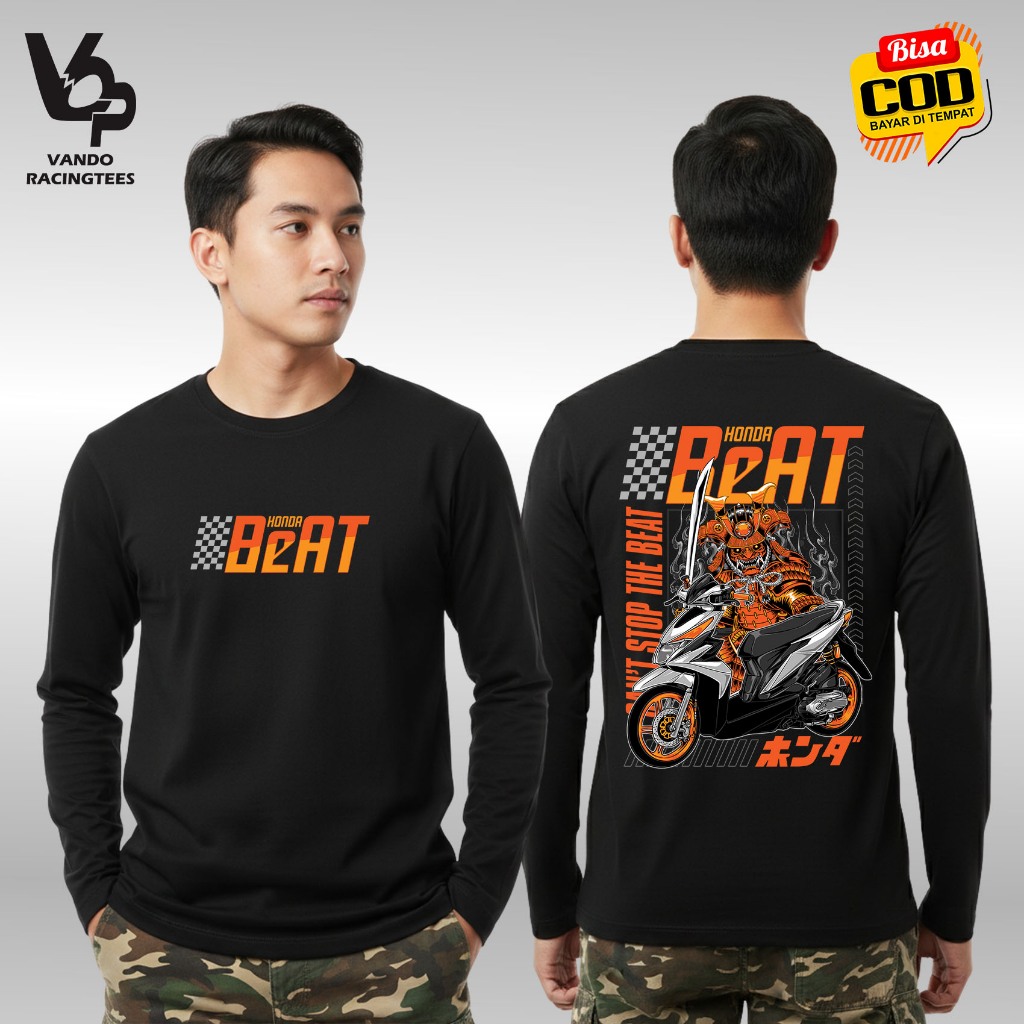 Kaos Pria Honda Beat Racing CBS Distro Motor Unisex Lengan Panjang Tshirt Keren