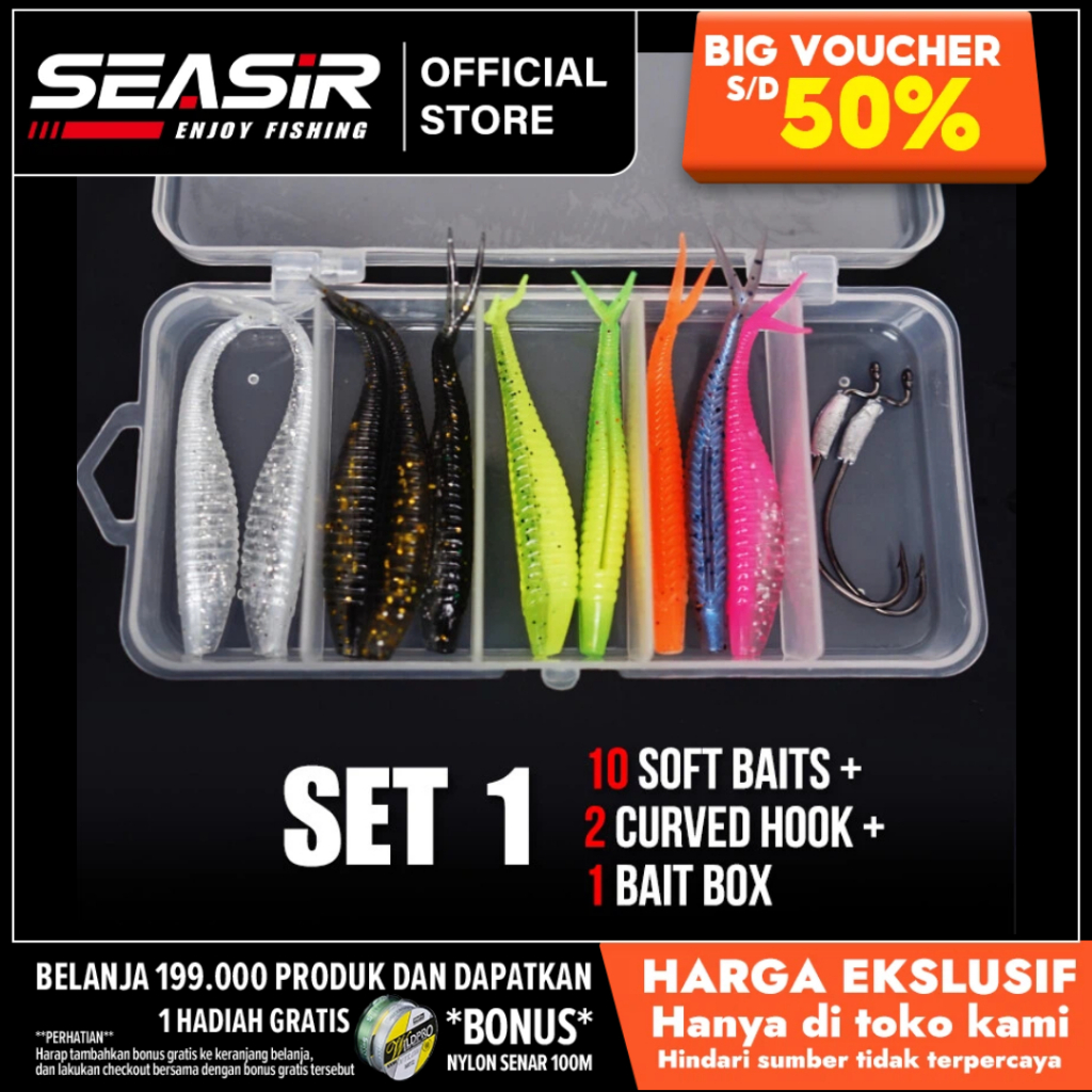 [OFFICIAL] SEASIR x SEAHUNTER Umpan Soft Lure 1set Soft Bait Fishing Lure Umpan Pancing Gabus Umpan 
