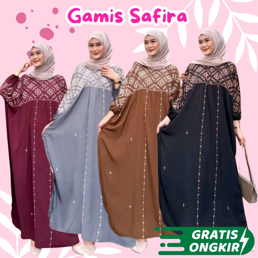 Gamis Kaftan Safira Jumbo Rayon Premium Tebal Nyaman Busui dan Wudhu Friendly Gamis Jumbo Batik