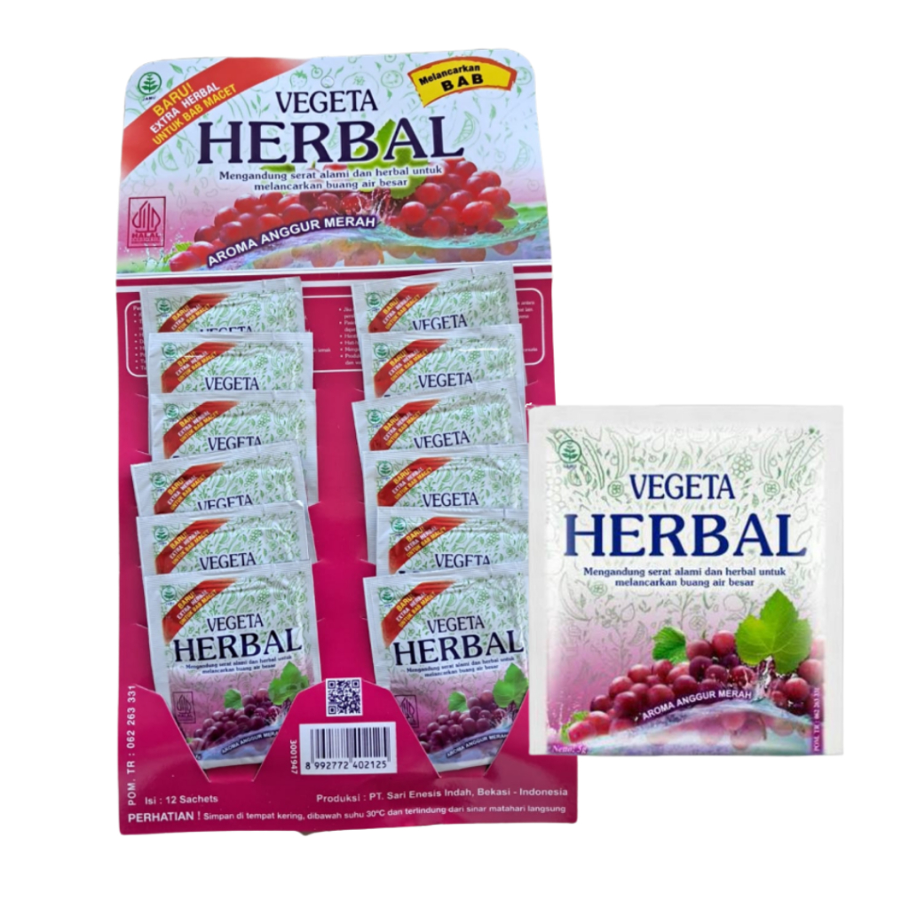VEGETA Herbal Minuman Serat Rasa Anggur Merah - Rencengan (12 Sachet)