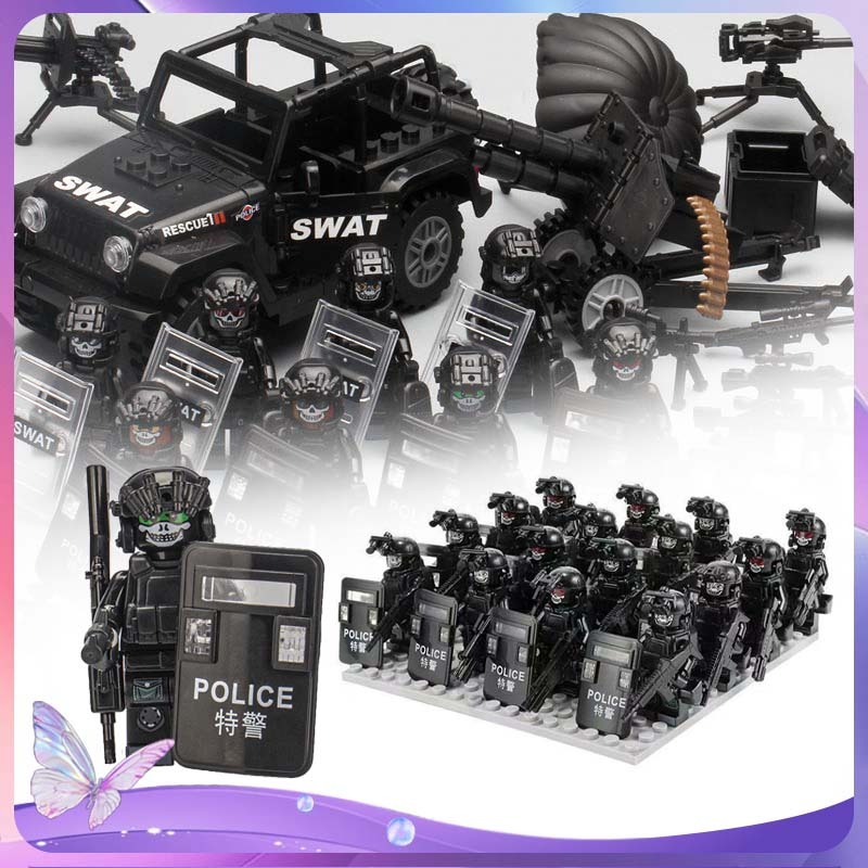 24pcs Mainan Tentara Mini Mainan Anak Tentara Minifigure Army Rakitan Tentara Militer Minifigures