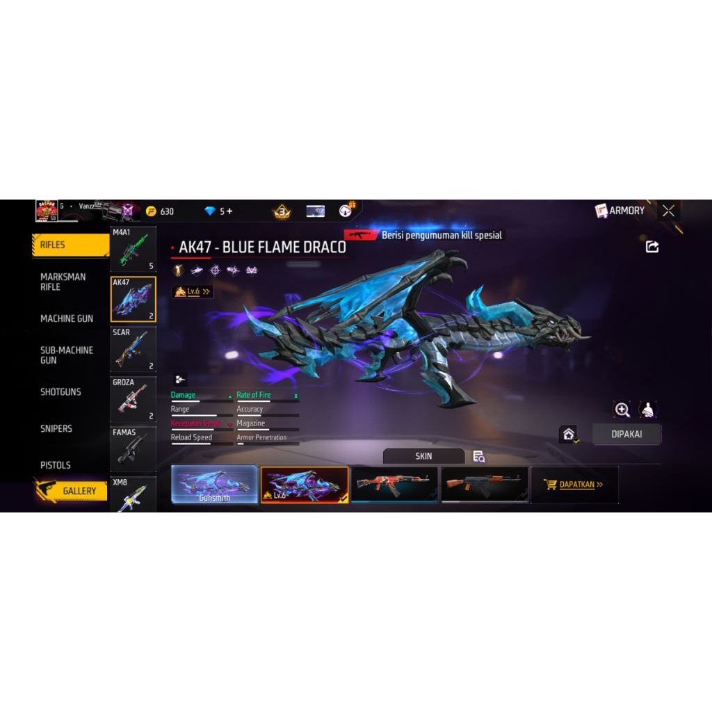 Produk Free Fire Sultan Sg2 & Ak2jt Siap Bantai Bermuda