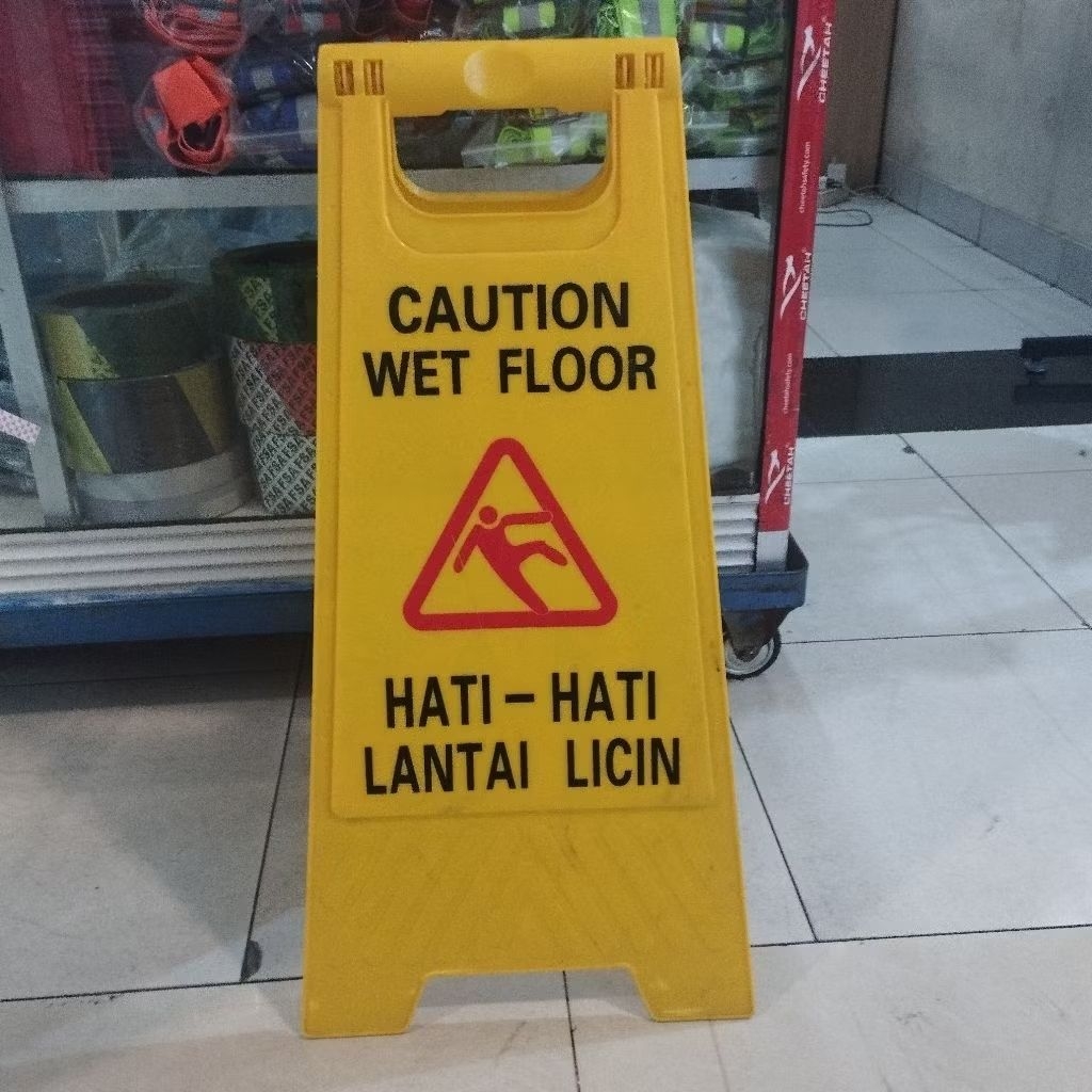 Floor Sign Caution Wet Floor/ Awas Lantai licin/