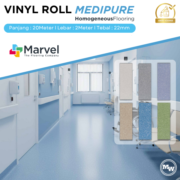 Lantai Vinyl Roll Marvel 2mm Medipure Homogeneous / Lantai Vinyl Roll Rumah Sakit / Vinyl Roll 2mm A