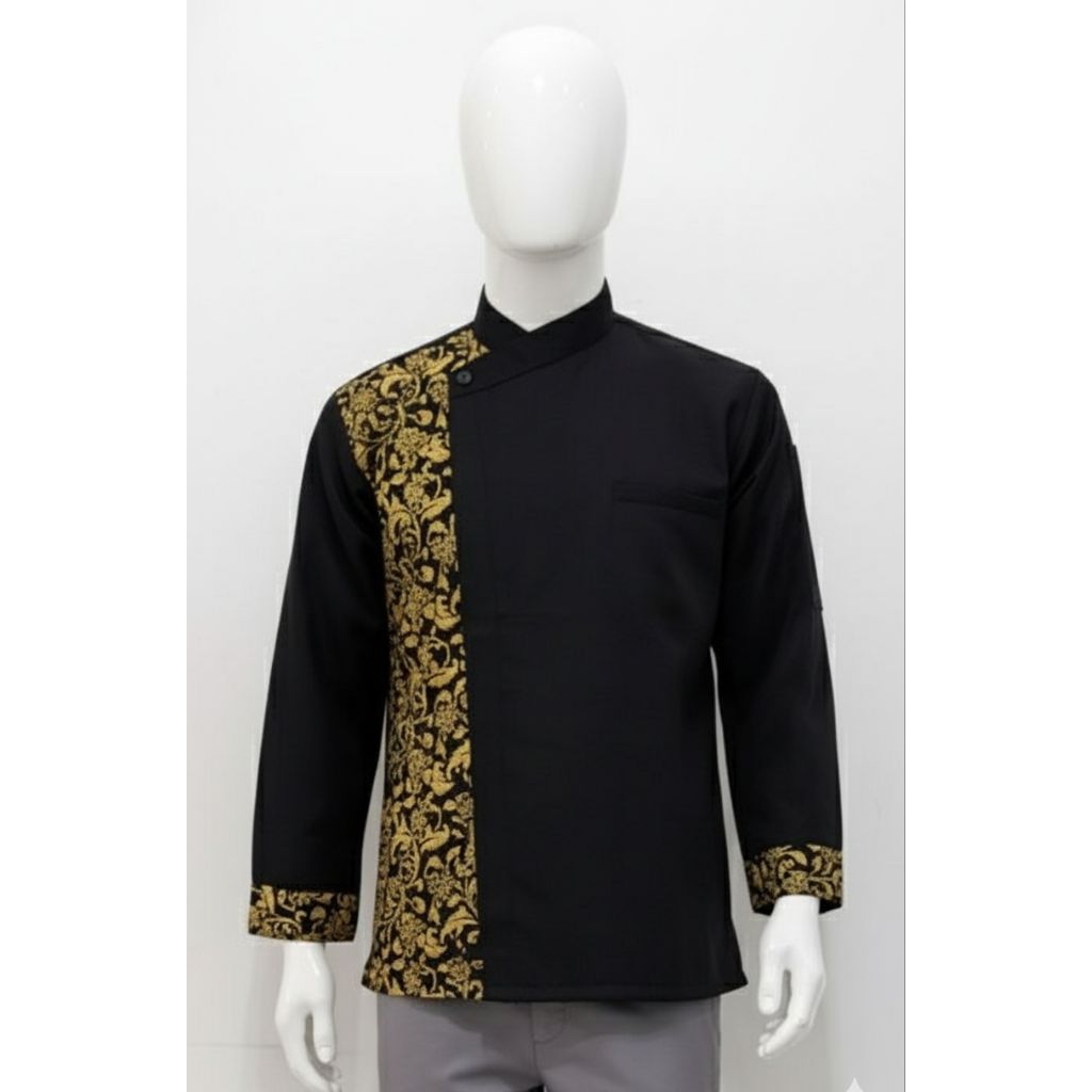 Baju Koki Kitchen Waitress Chef Batik Lengan PANJANG resto hotel catering