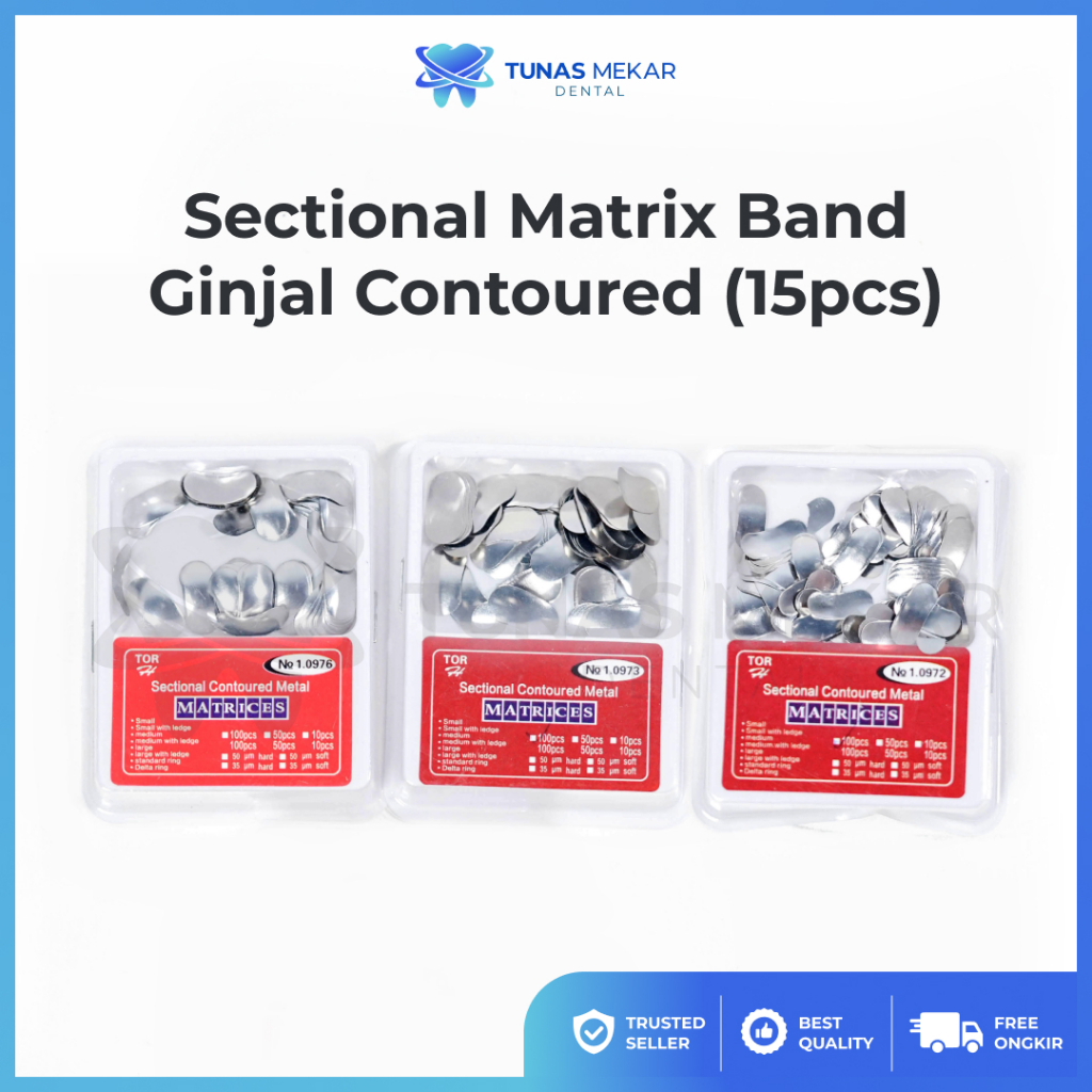 Dental Sectional Matrix Band Ginjal Contoured Contour 15pcs Anterior Posterior Matriks Metal Logam G