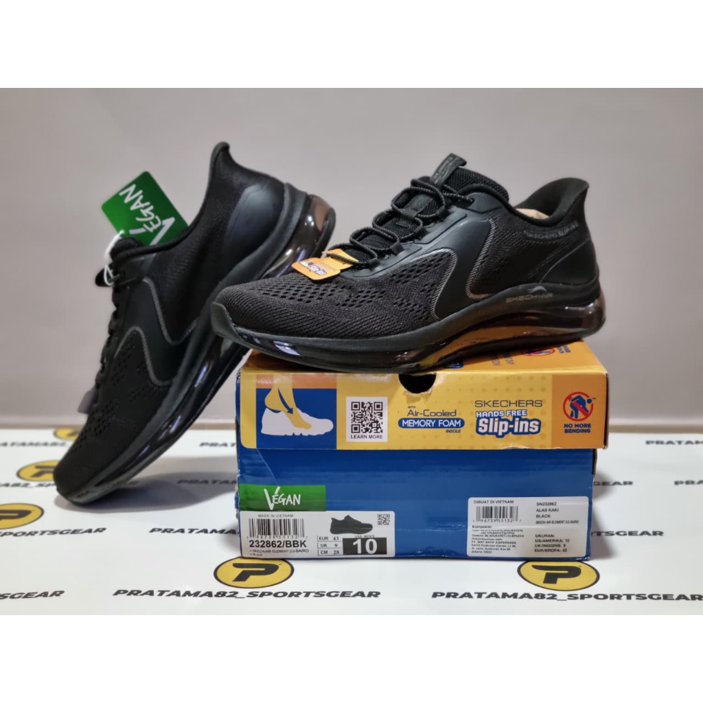 SIZE 45 ( 29 CM ) - ORIGINAL ASLI SKECHERS SLIP INS SKECH-AIR ELEMENT 2.0 SAIRO SEPATU PRIA CASUAL O