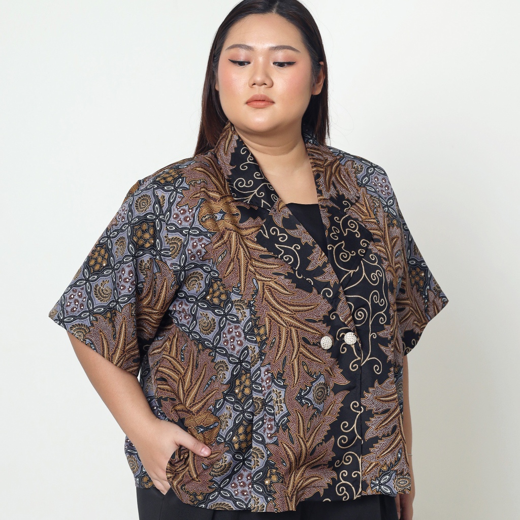 Baebasica - RAHAJENG Blazer Batik Jumbo | Blazer Big Size | Outer Batik Bigsize | Blazer Jumbo LD 14