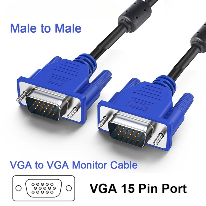 Kabel VGA Monitor TV LCD Universal Komputer PC Laptop Proyektor 140cm Adaptor Converter