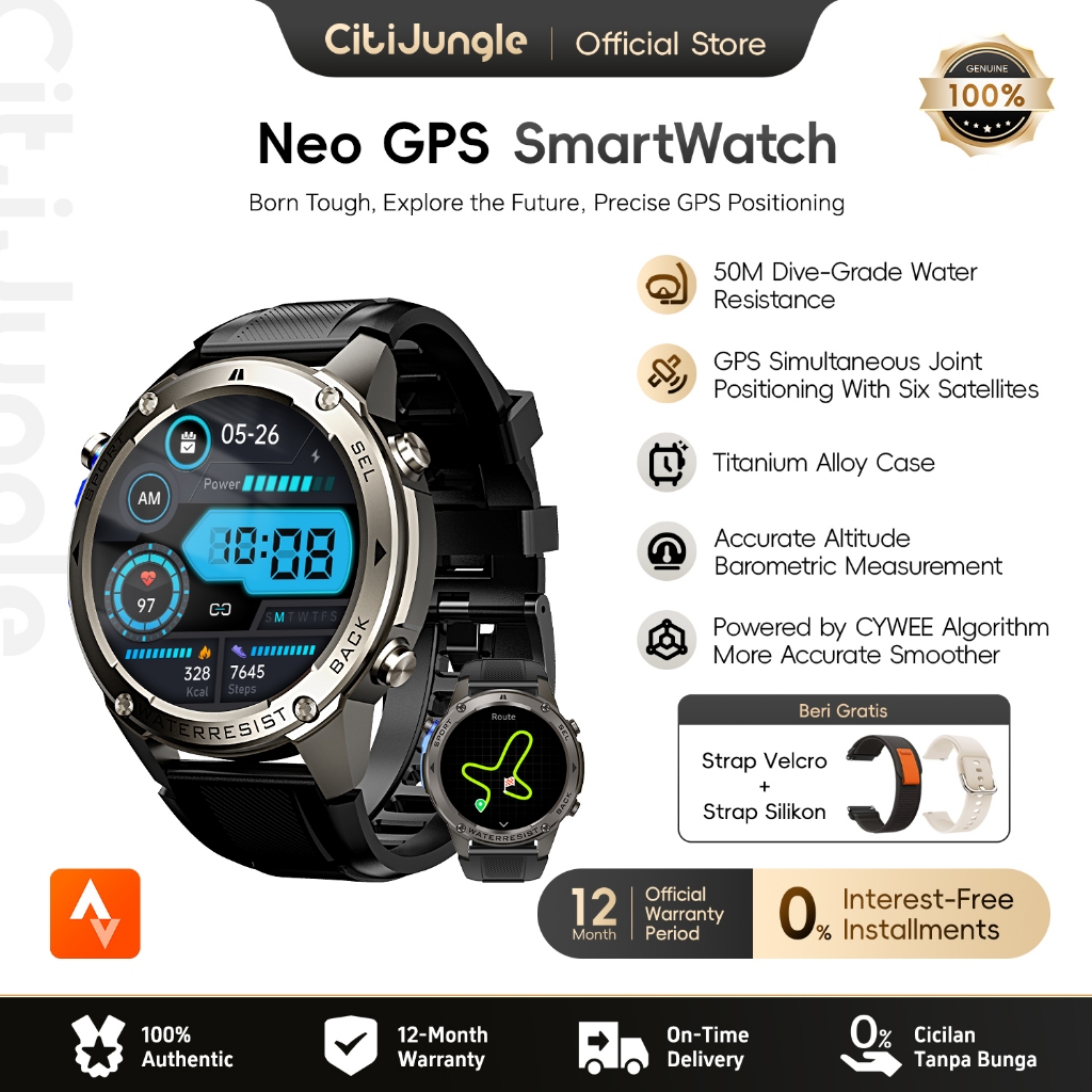 [Garansi 12 Bulan] Citijungle DM56 Smartwatch Pria | GPS Frekuensi Ganda | Layar AMOLED 1,43” Touchs