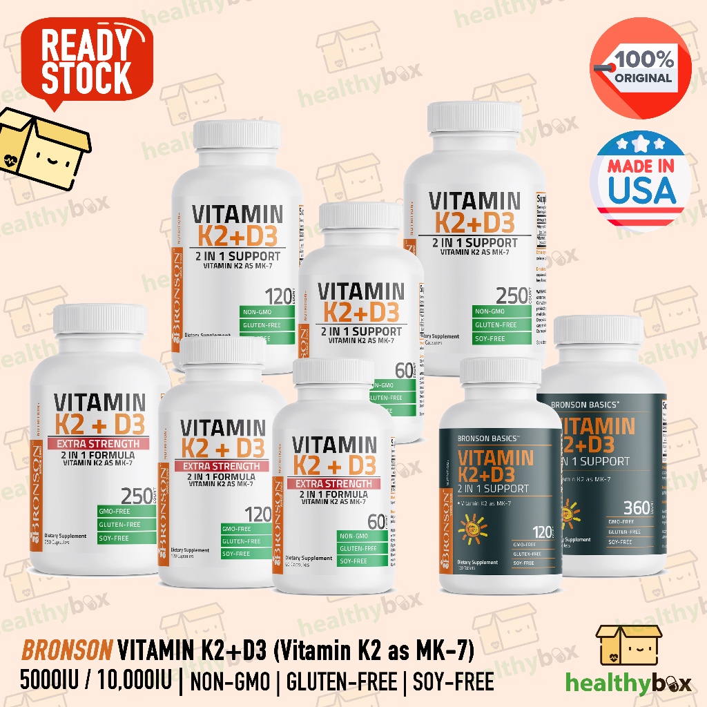 BRONSON Vit D3 K2 (Vit K2 as MK-7) 5000 IU / 10000 IU