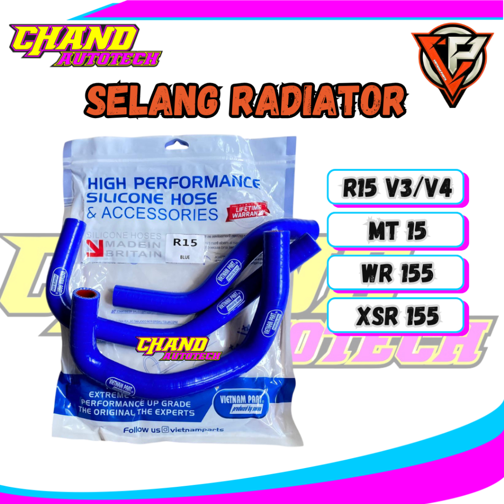 Selang Radiator R15 V3 R15 V4 MT155 WR150 dan XSR150 Samco Sport Vietnam Parts Warna Merah & Biru