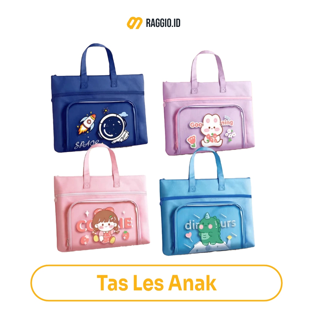Tas Les Anak Waterproof 3 Layer – Tas Kursus SD Korea Cewek Cowok Tote Aesthetic