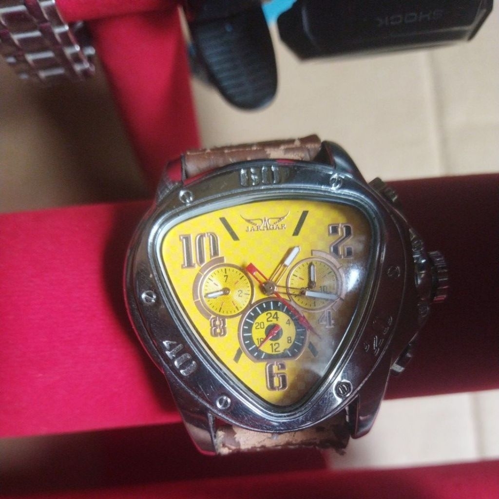 jam tangan fashion cowok JARAGAR Crono A:516 Automatic unit normal siap pakai minus di bagian strap 