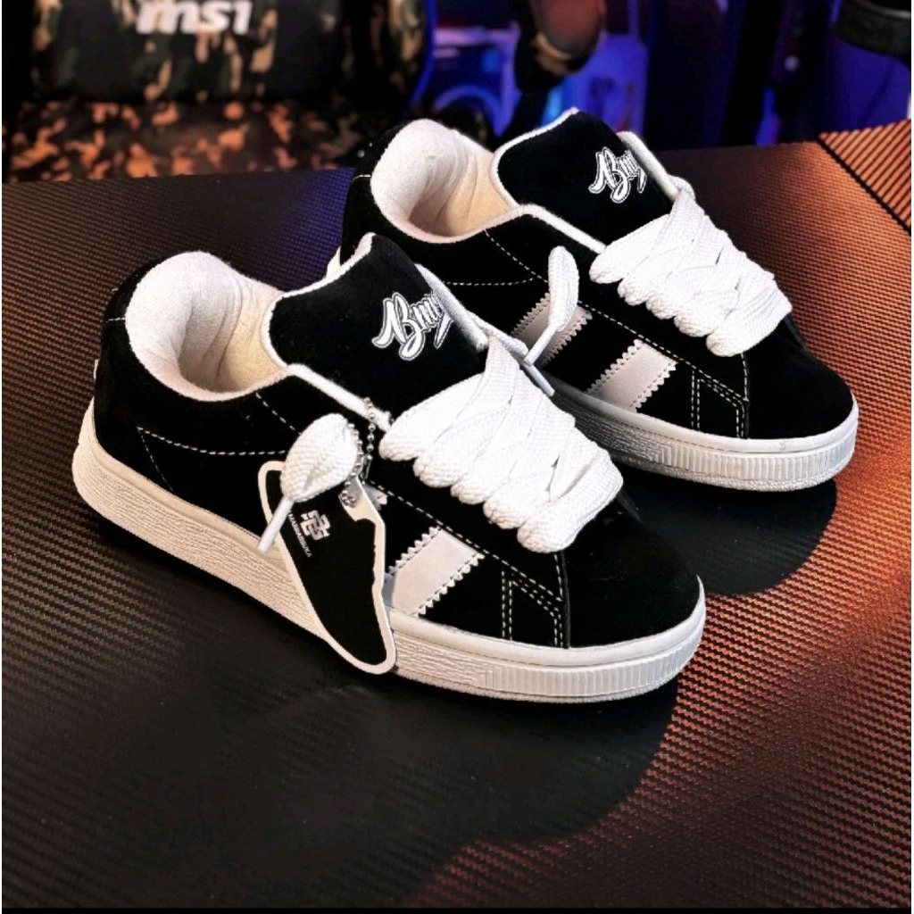 Sepatu Sneaker Casual Unisex Pria Wanita Size 31-44 Anak Remaja Dewasa Warna Hitam Putih Classic Bah