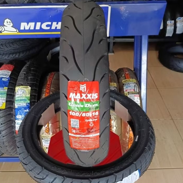 maxxis green devil 100/80-14 tubbles