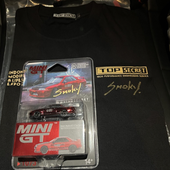 Mini GT Top Secret Nissan Skyline R32 Red Chrome Carbon Hood IMX 2025 Event Exclusive Limited Signed